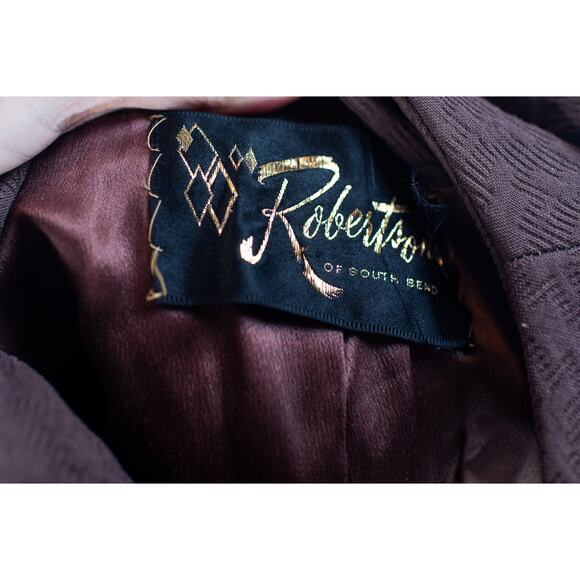 Vintage 60s Brown Wool Overcoat, Textured Coat Mink Fur Collar Glam Old Money, M - Picture 8 of 11